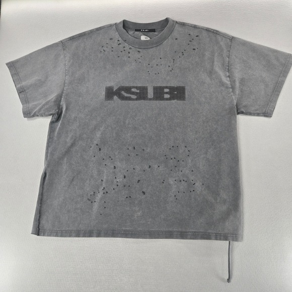 Ksubi Other - Ksubi T-Shirt Distressed Logo Tee Charcoal Grey Deconstructed Cotton XL